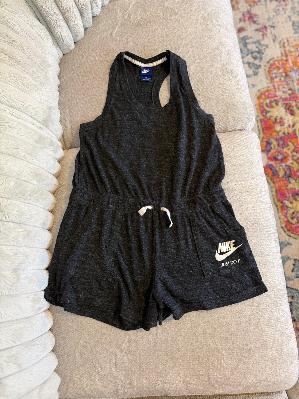 Nike Black Girls' Romper with Logo Pocket
